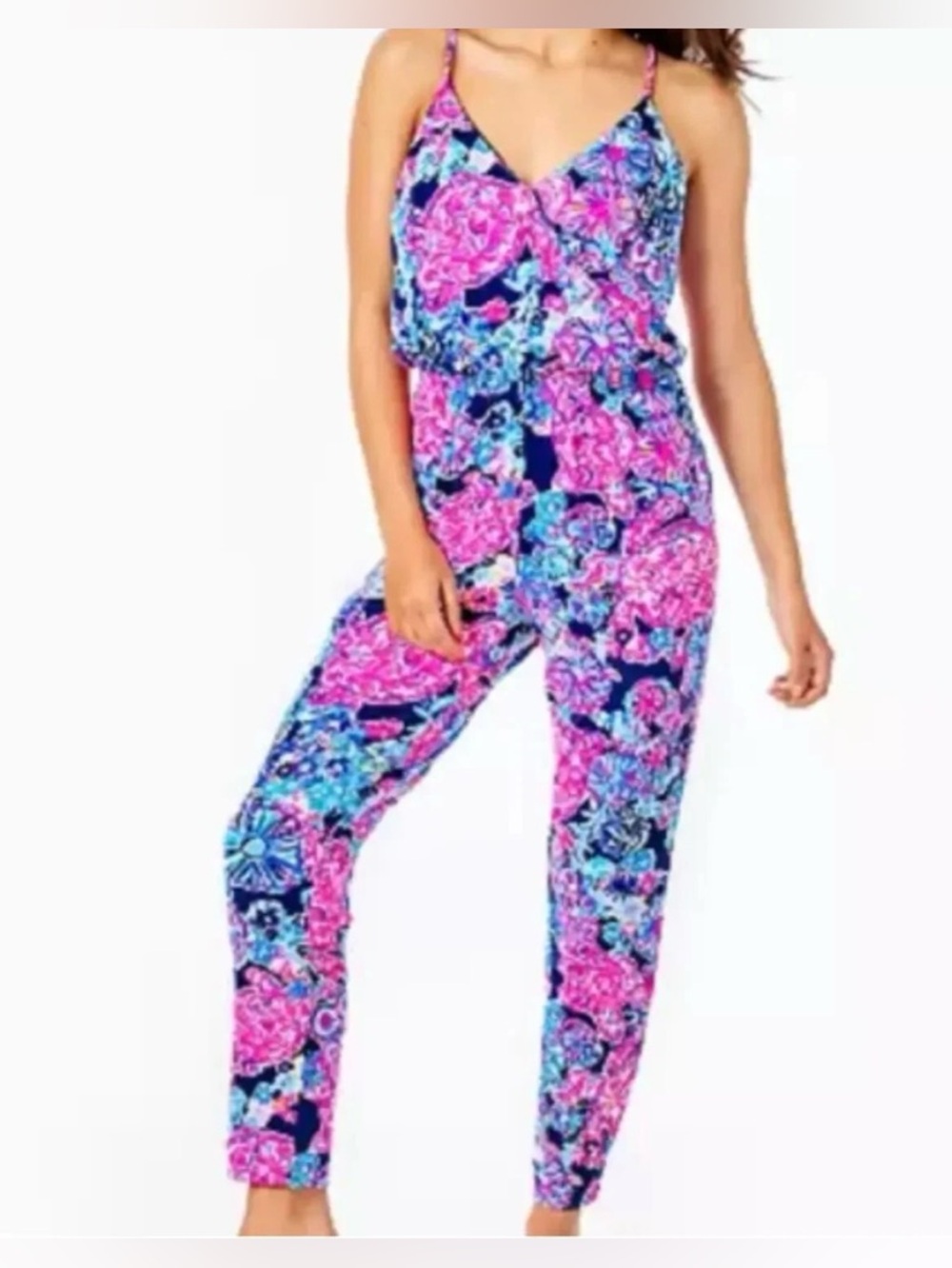 Lilly Pulitzer Dante Jumpsuit High Tide Navy Turtle Amazement Size XL